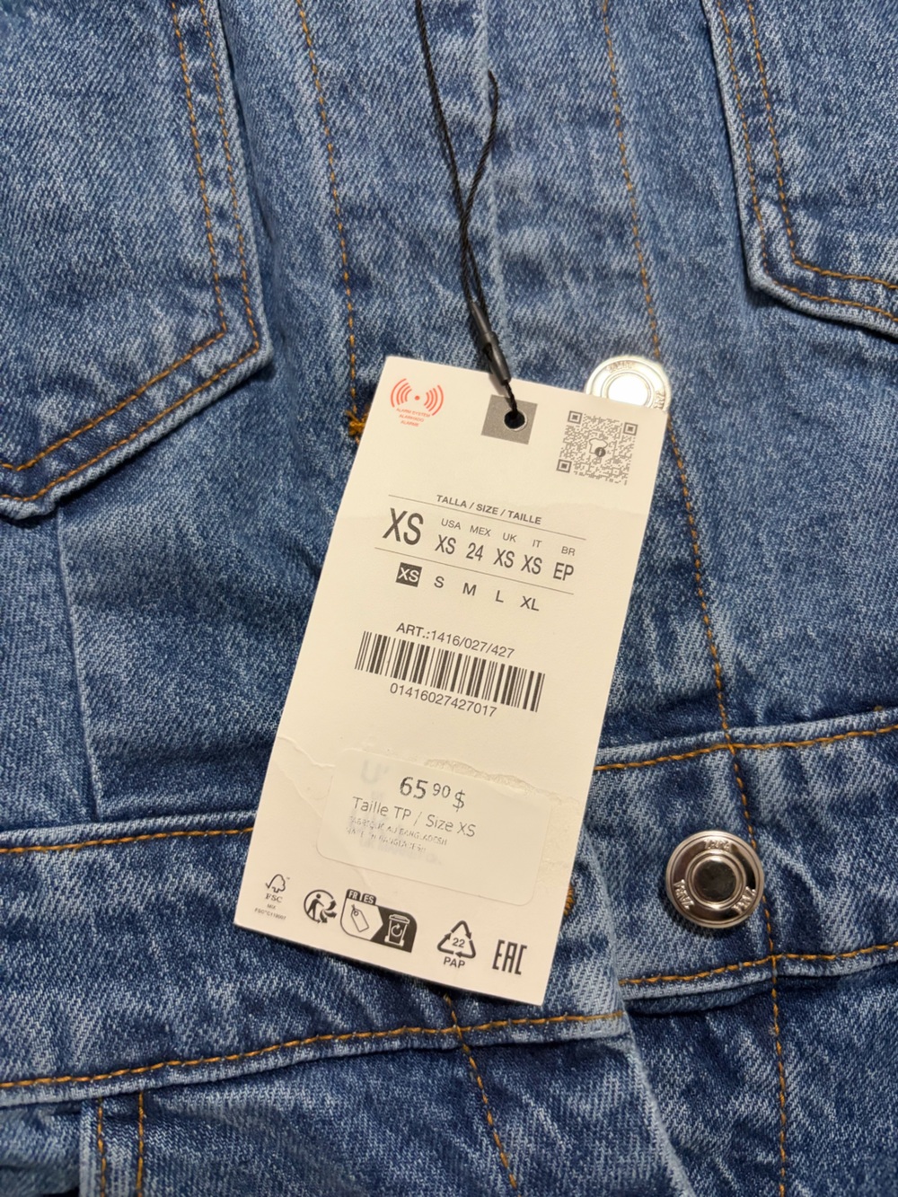 Zara Blue Denim Button-Front Short Sleeve Dress - Picture 3 of 3